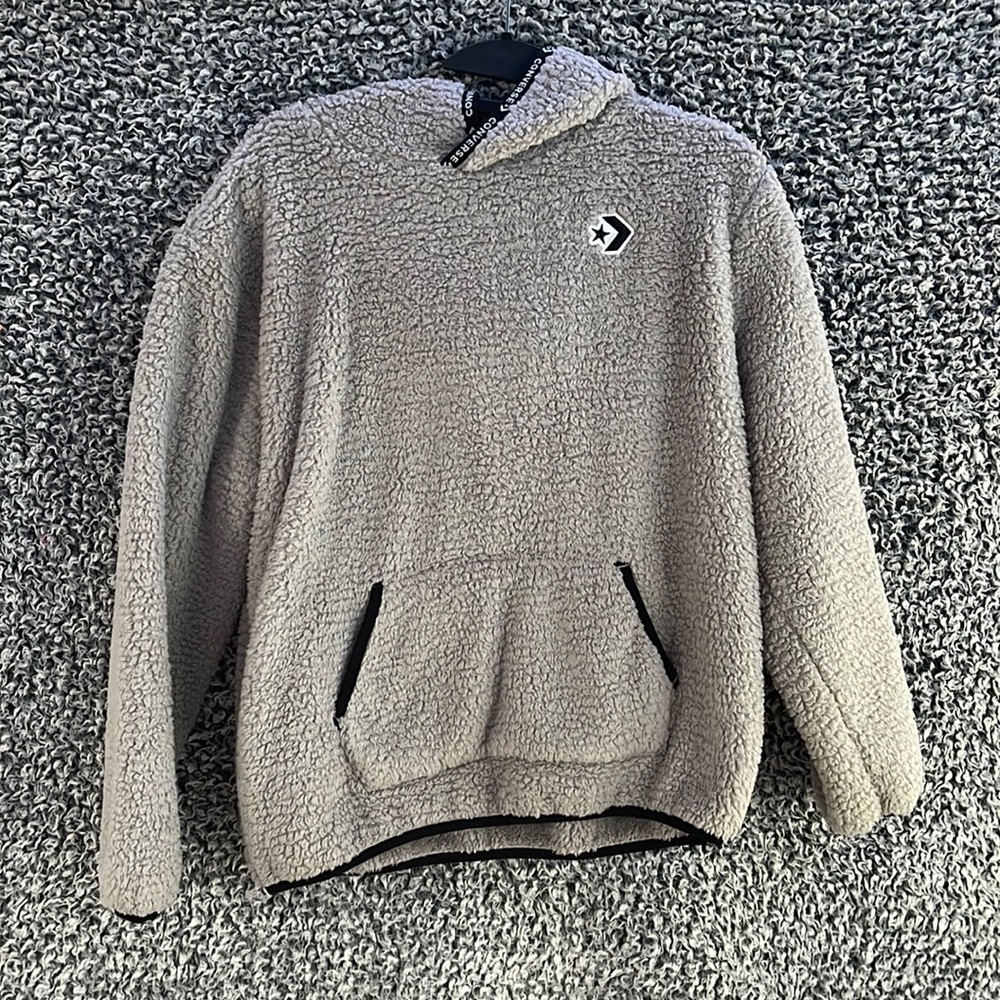 Converse grey fuzzy sweatshirt, size child large
